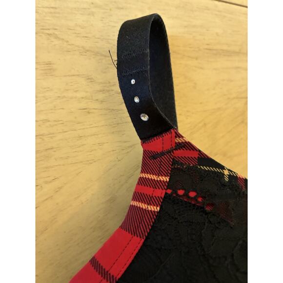 Torrid Curve Bra Women 42DD Red Plaid XO Boost Plunge Push Up Underwire Sexy - Picture 6 of 14